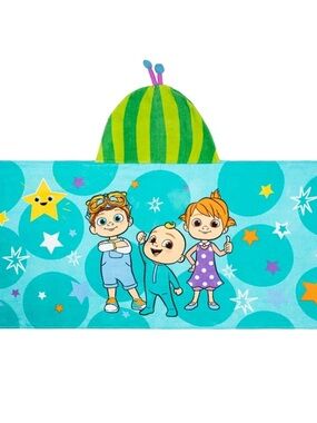 Moonbug CoCoMelon kids Hooded Towel - Blue & Green